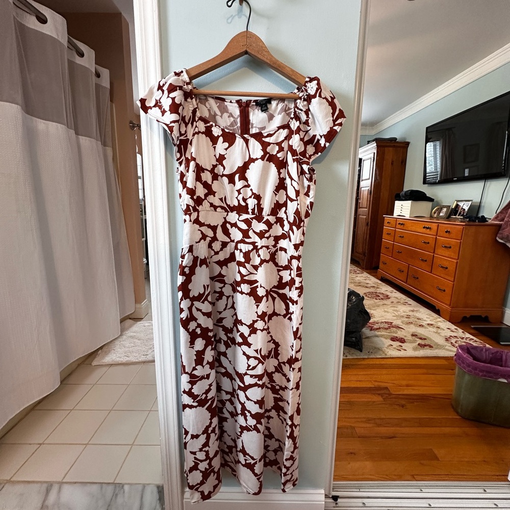 ATF Floral Brown and White Dress